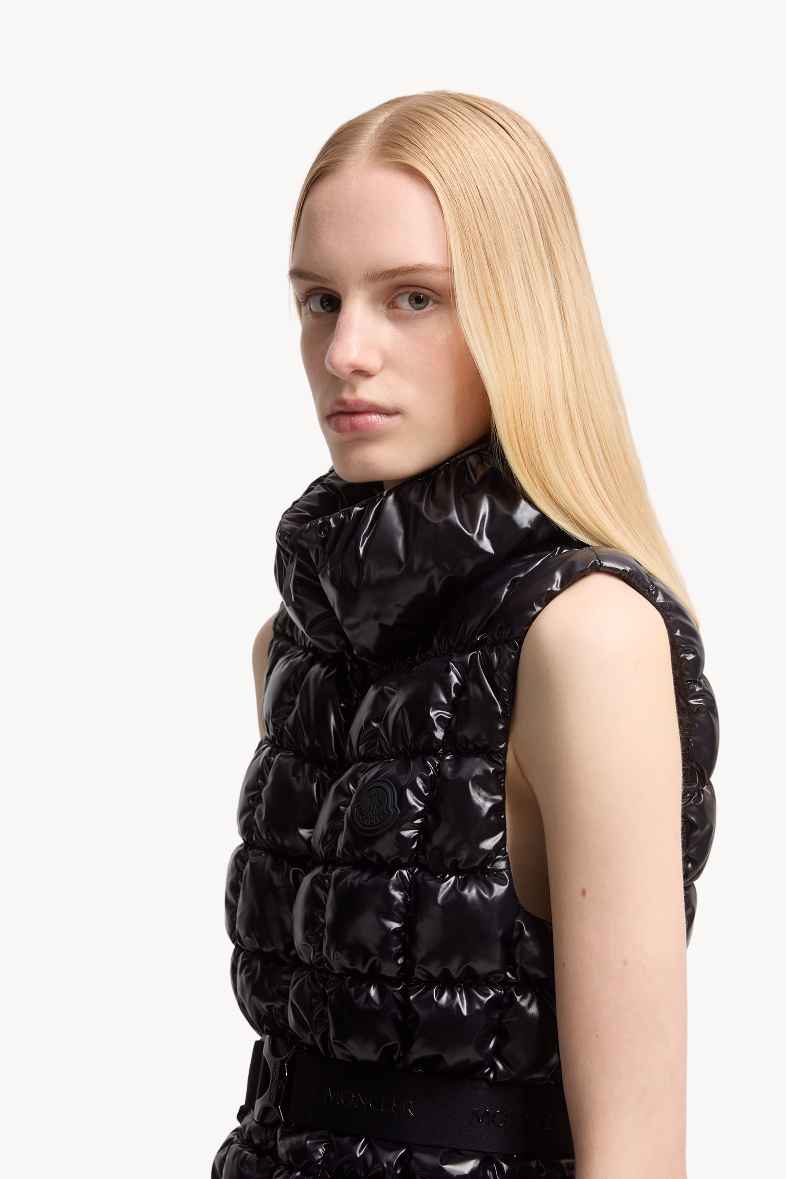 Chaleco plumífero con acolchado a cuadros Emilion Mujer Negro Moncler 4